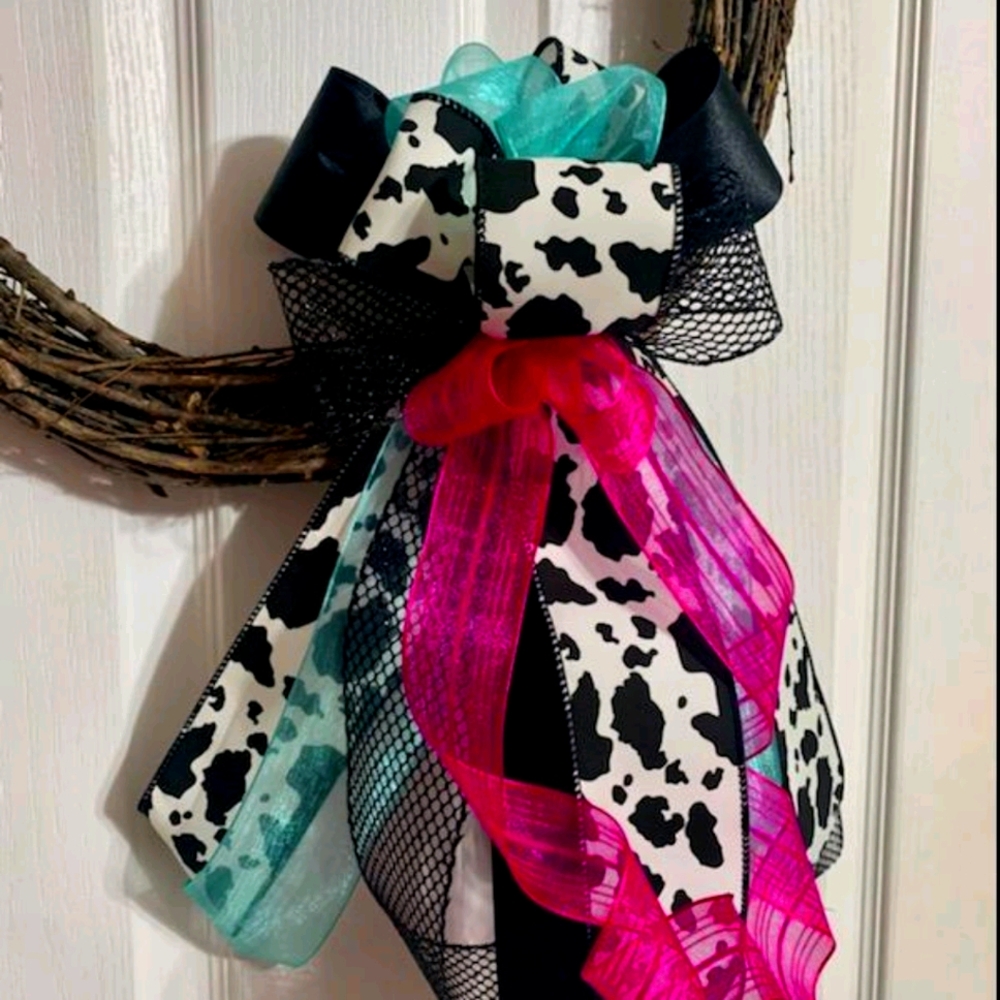 Cow Print & Hot Pink Every Day Bow